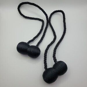 Magnetic Curtain Tie Backs Pair Tassel Drapes Straps‎ Black Strong
